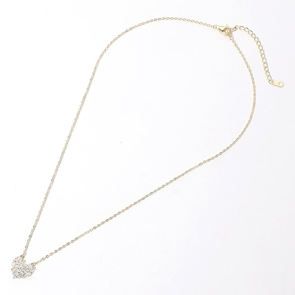 Secret Box™ CZ Stone Paved Heart Pendant Necklace – 14k Gold Dipped or Sterling Silver Dipped