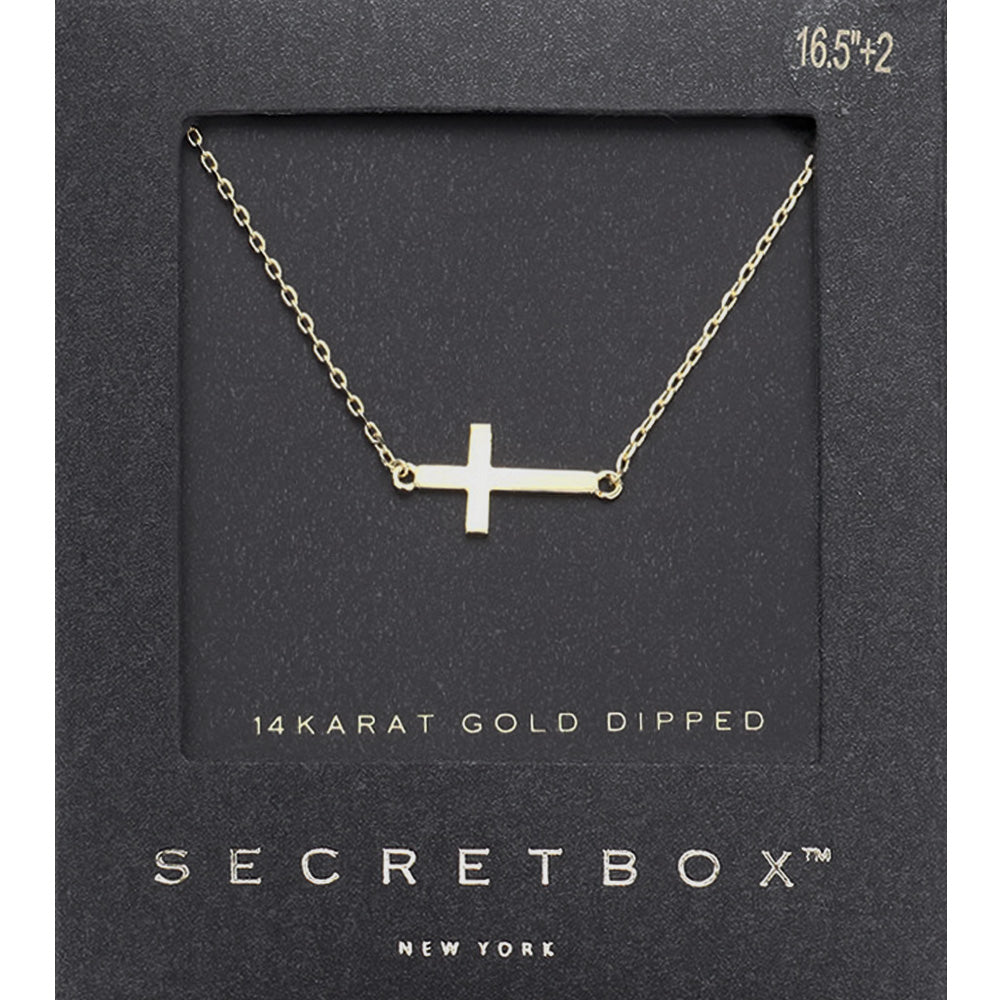 Secret Box™ Gold Dipped Cross Pendant Necklace
