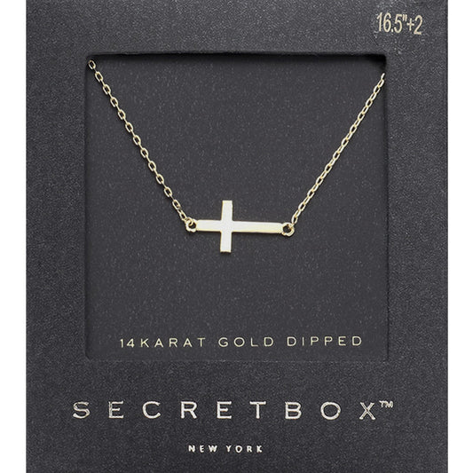 Secret Box™ Gold Dipped Cross Pendant Necklace - Gold Necklace for women Vacation Outfits Birthday Dresses Going Out Looks