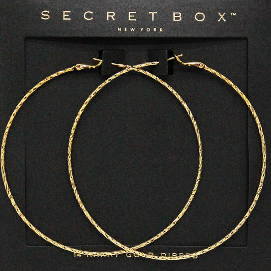 Secret Box™ Sterling Silver Dipped Textured Hoop Earrings - Gold EARRINGS for women Vacation Outfits Birthday Dresses Going Out Looks