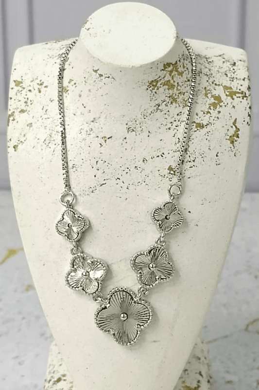 Silver Clover Inspired 18K Gold Plated Necklace - Silver for women Vacation Outfits Birthday Dresses Going Out Looks
