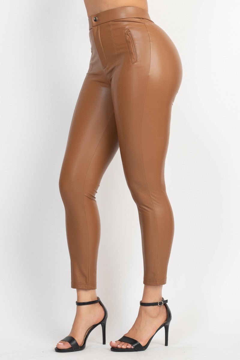 Snatched Faux Leather High - Waist Skinny Pants - Blaire Shops