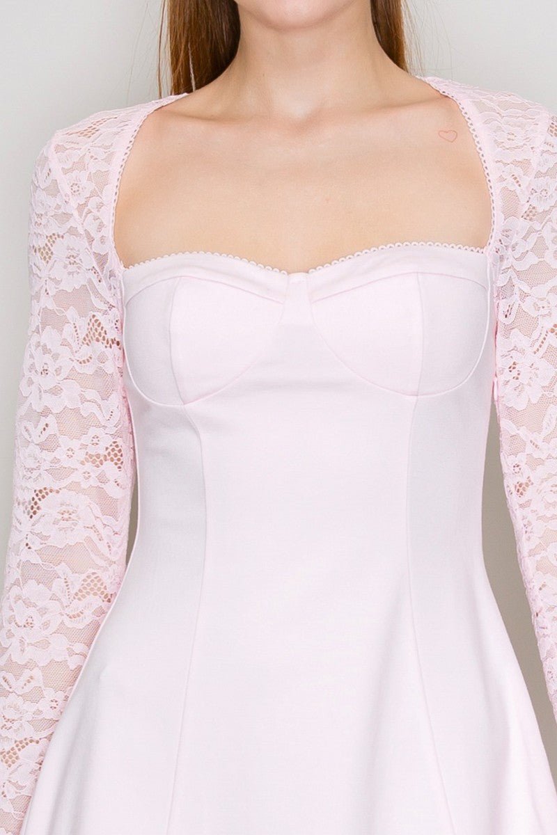 Sophia Sweetheart Lace Mini Dress – Long Sleeve Fitted A - Line Dress - Blaire Shops