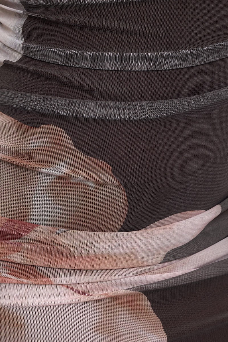 Strapless Ruched Floral Mesh Bodycon Dress – Junior Plus - Blaire Shops