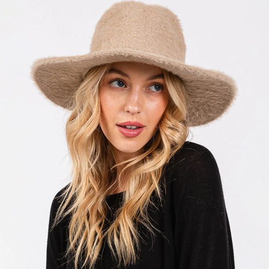 Stylish Fuzzy Fedora Hat – Perfect Fall Accessory for Any Outfit - Taupe hat for women Vacation Outfits Birthday Dresses Going Out Looks