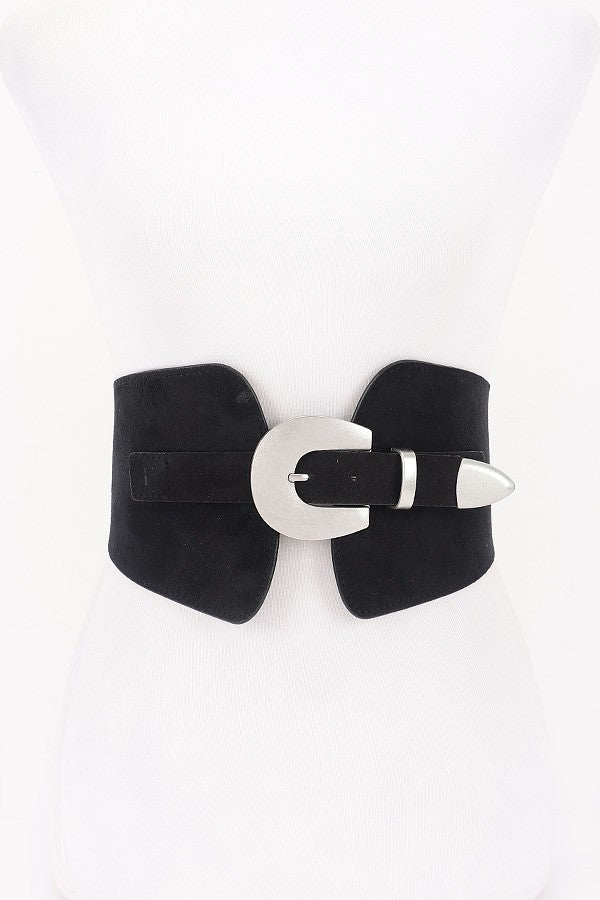 Suede Buckle Waist Belt – Wide Elastic Western Belt for Dresses & Sweaters - Blaire Shops