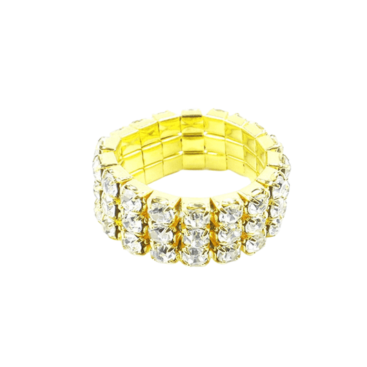 Triple Row Rhinestone Stretch Toe Ring - Gold for women Vacation Outfits Birthday Dresses Going Out Looks