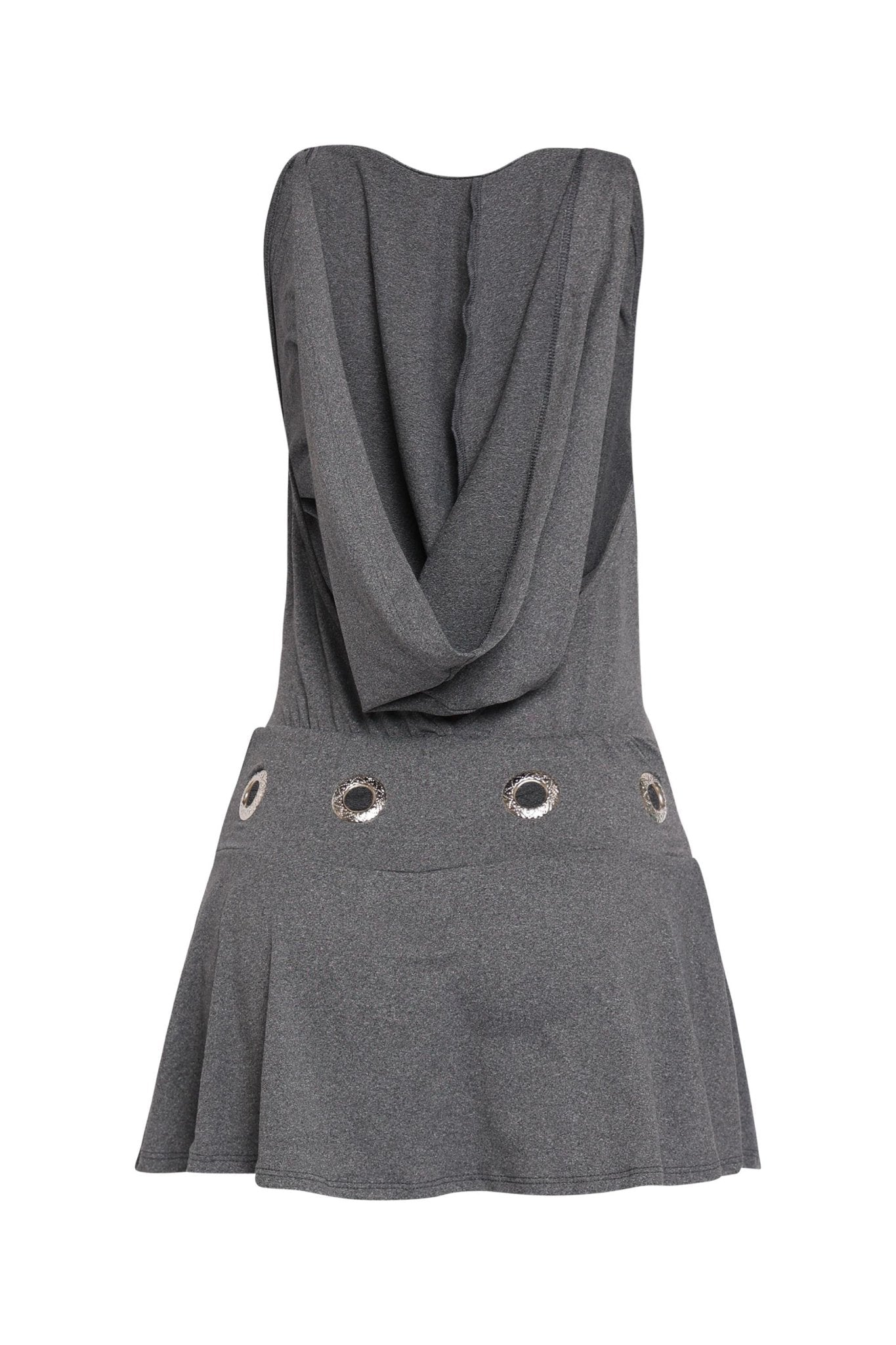Urban Edge Hooded Open Back Mini Dress Built In Shorts - Grey DRESS for women Vacation Outfits Birthday Dresses Going Out Looks