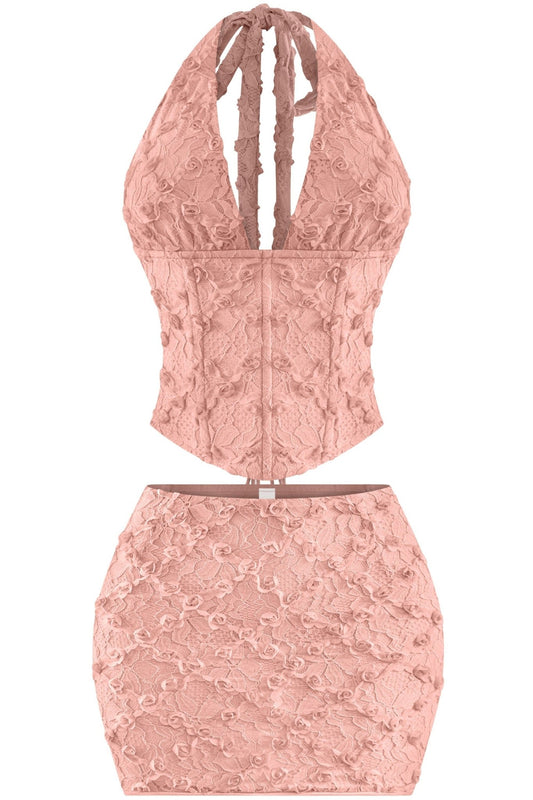 Valentina 3D Floral Lace Mini Skirt - MAUVE bottoms for women Vacation Outfits Birthday Dresses Going Out Looks