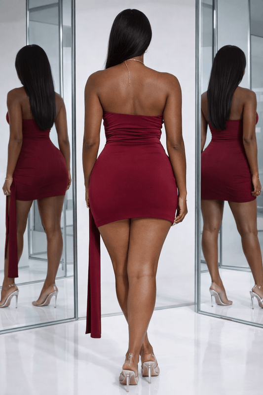 Valeria Ruched Halter Mini Dress - Red DRESS for women Vacation Outfits Birthday Dresses Going Out Looks