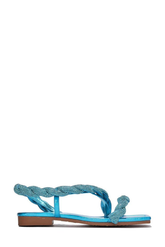Vertria Rhinestone Sandals - Blue sandals for women Vacation Outfits Birthday Dresses Going Out Looks