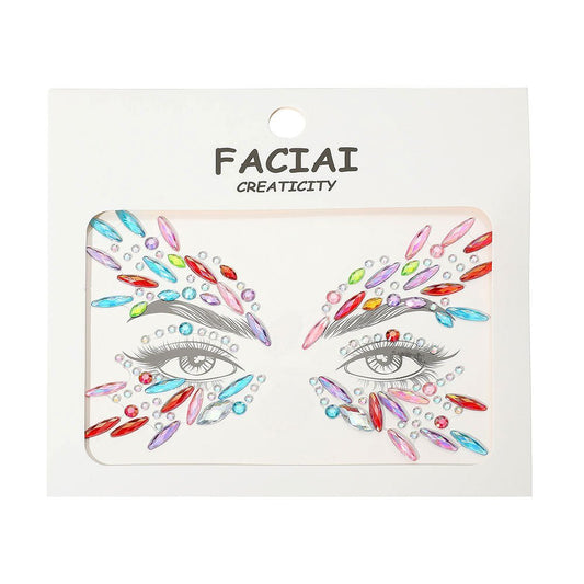 Vibrant Festival Eye Gem Face Stickers - Multi for women Vacation Outfits Birthday Dresses Going Out Looks