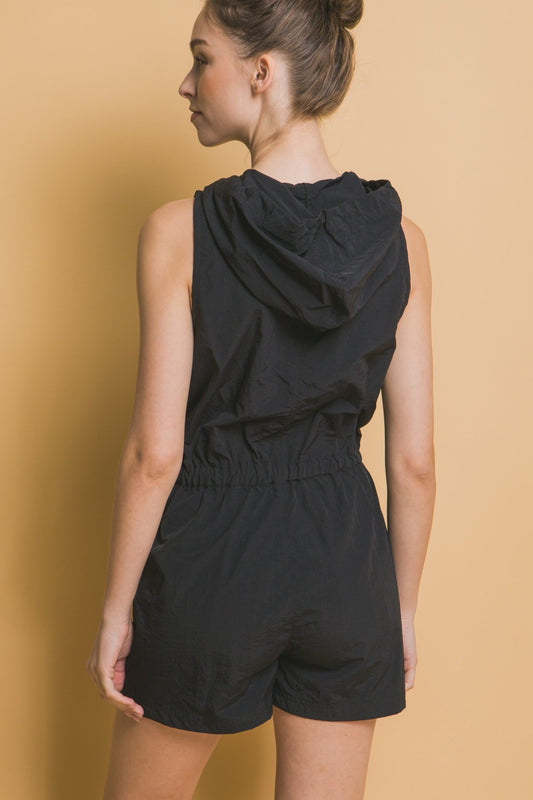Waverly Windbreaker Romper With Elastic Waistband - Black outfit for women Vacation Outfits Birthday Dresses Going Out Looks