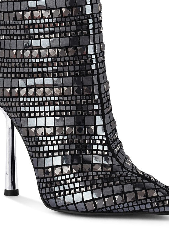 Extravagance Mirror Embellished Stiletto Boots