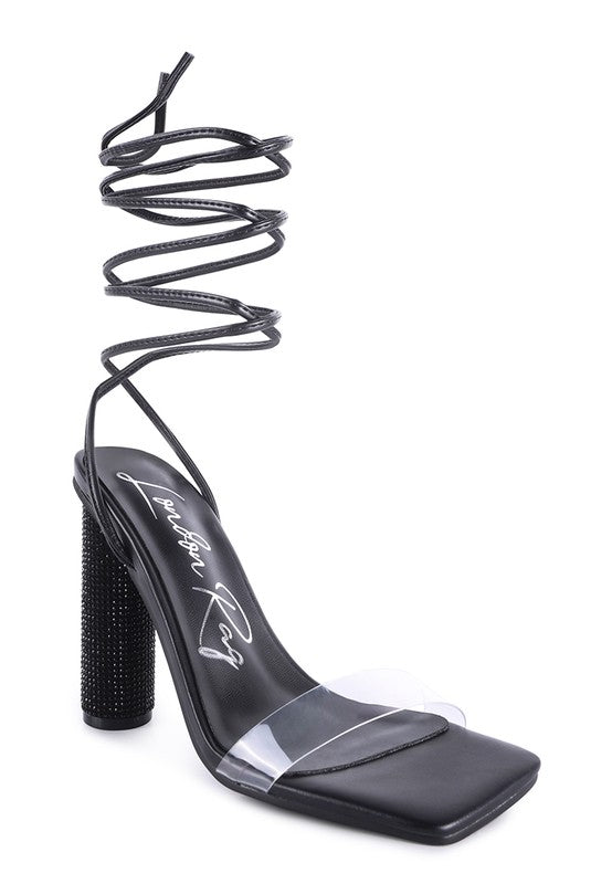 SCANSTA LACE UP DIAMANTE HIGH HEEL SANDAL