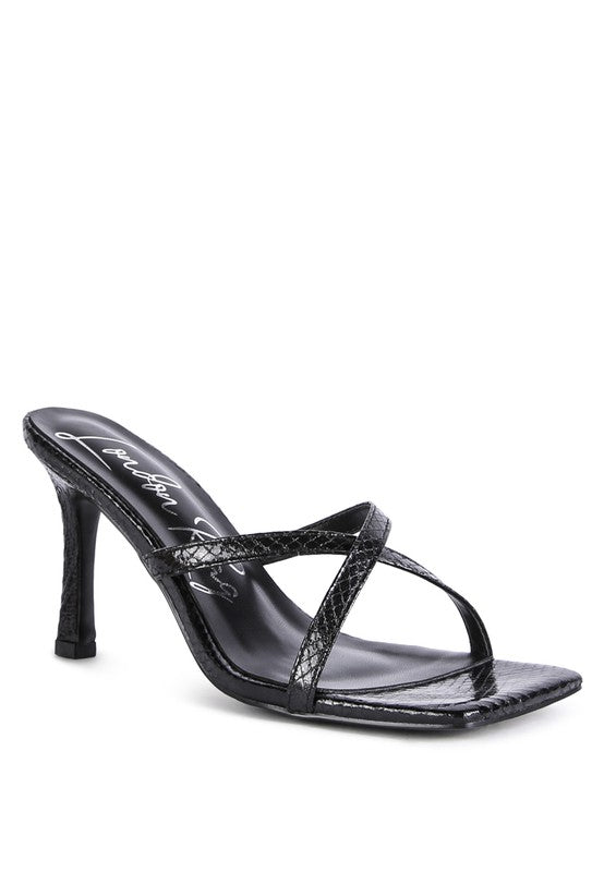 MURIEL CROC CROSS STRAP SLIDER SANDALS