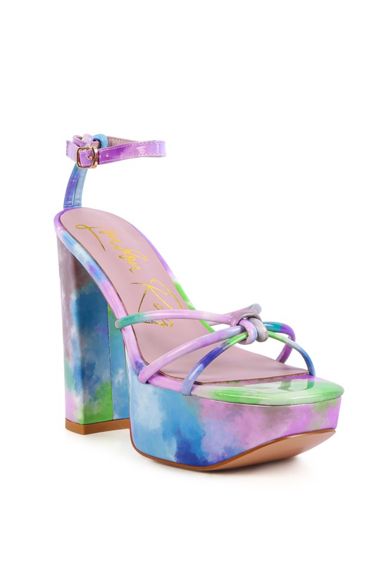 PRISMA TIE-DYE HIGH PLATFORM HEELED SANDALS