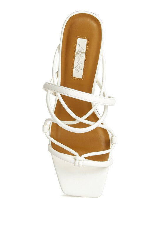 Two Strings Slingback Mid Heel Block Sandals