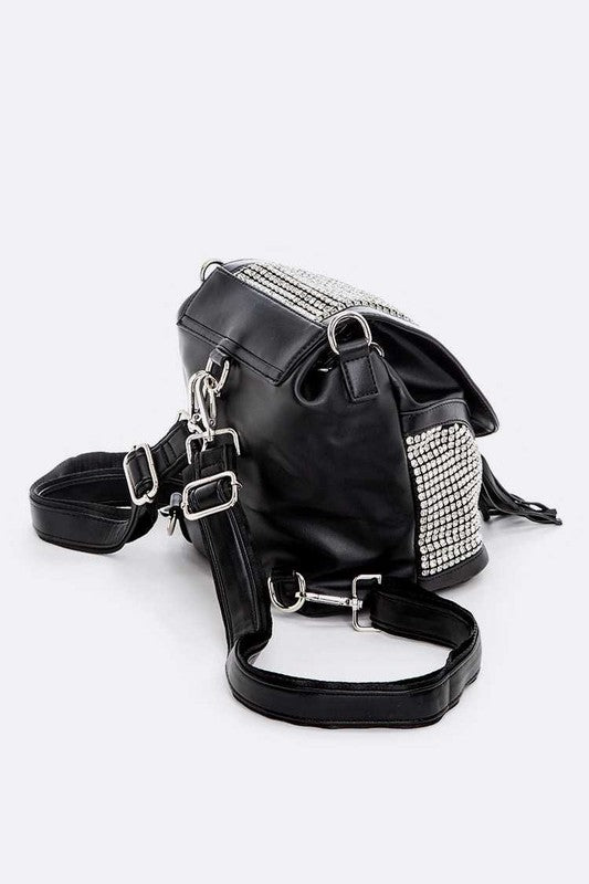 a black purse with a chain strap