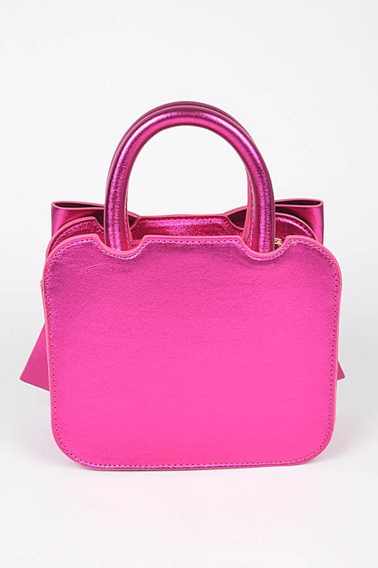 a pink handbag with a pink handle