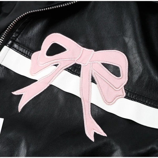 Sweet Bow Faux leather Biker Jacket