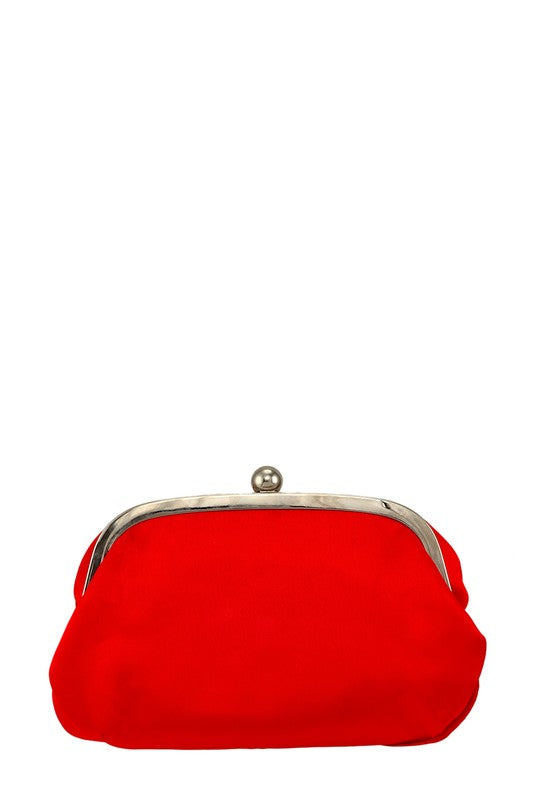 a red clutch bag on a white background