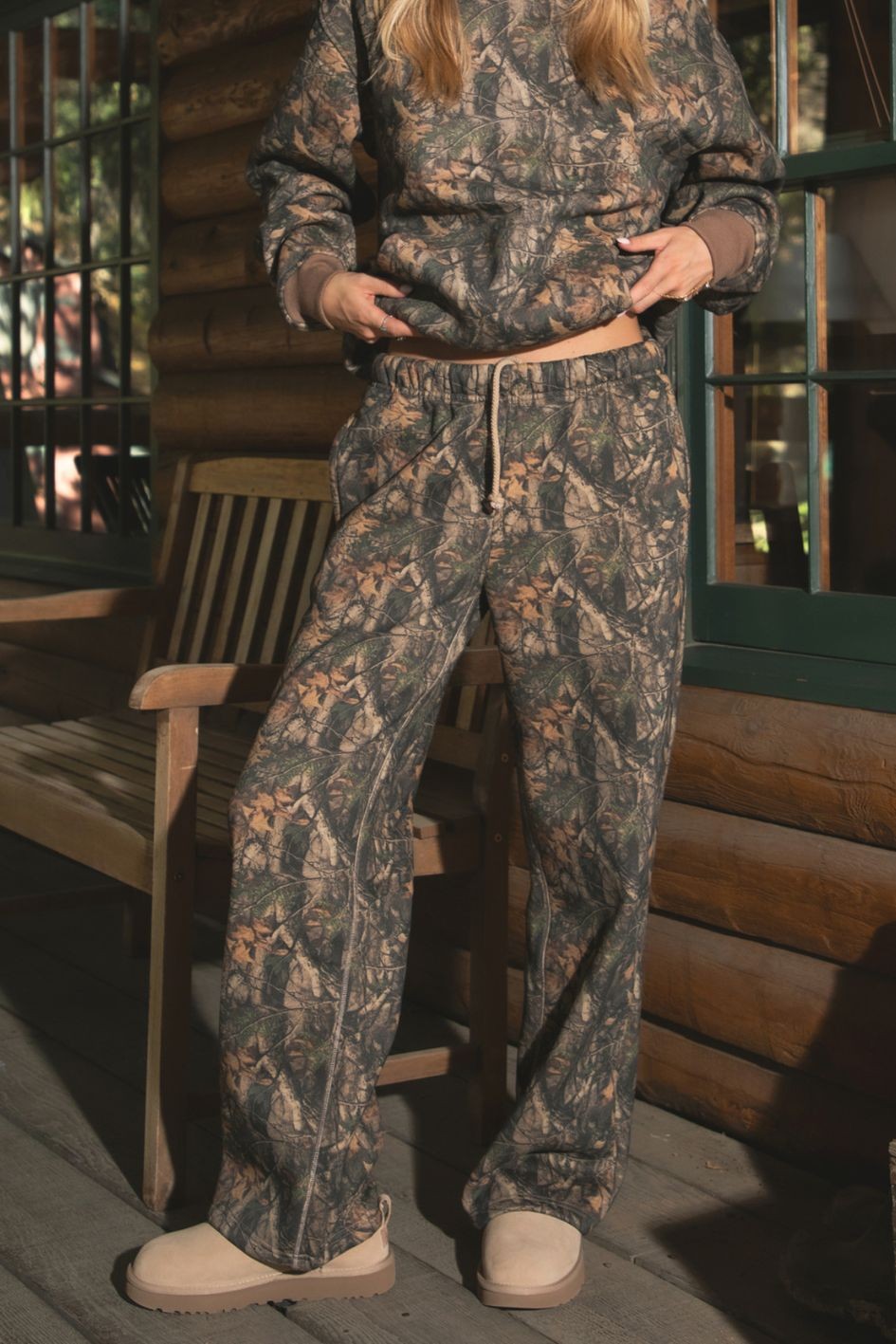 Dark Woodland Wide Leg Camo Cloud Fleece Sweatpants