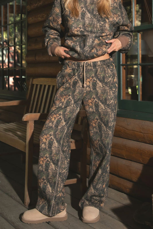 Dark Woodland Wide Leg Camo Cloud Fleece Sweatpants