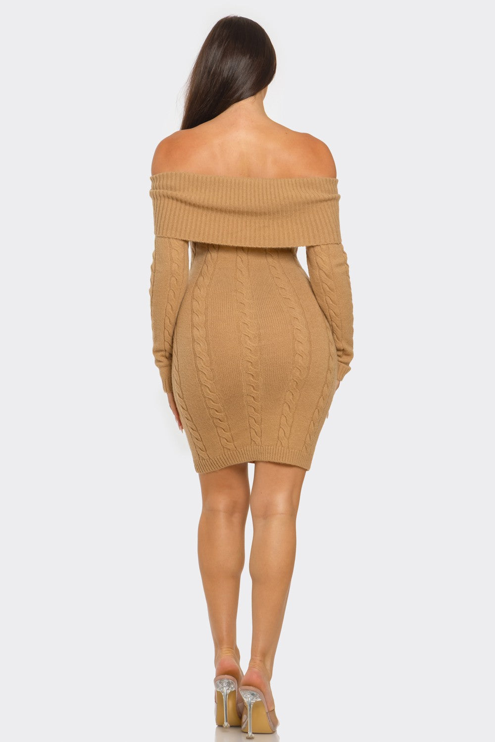 Robe pull à épaules dénudées avec liseré replié