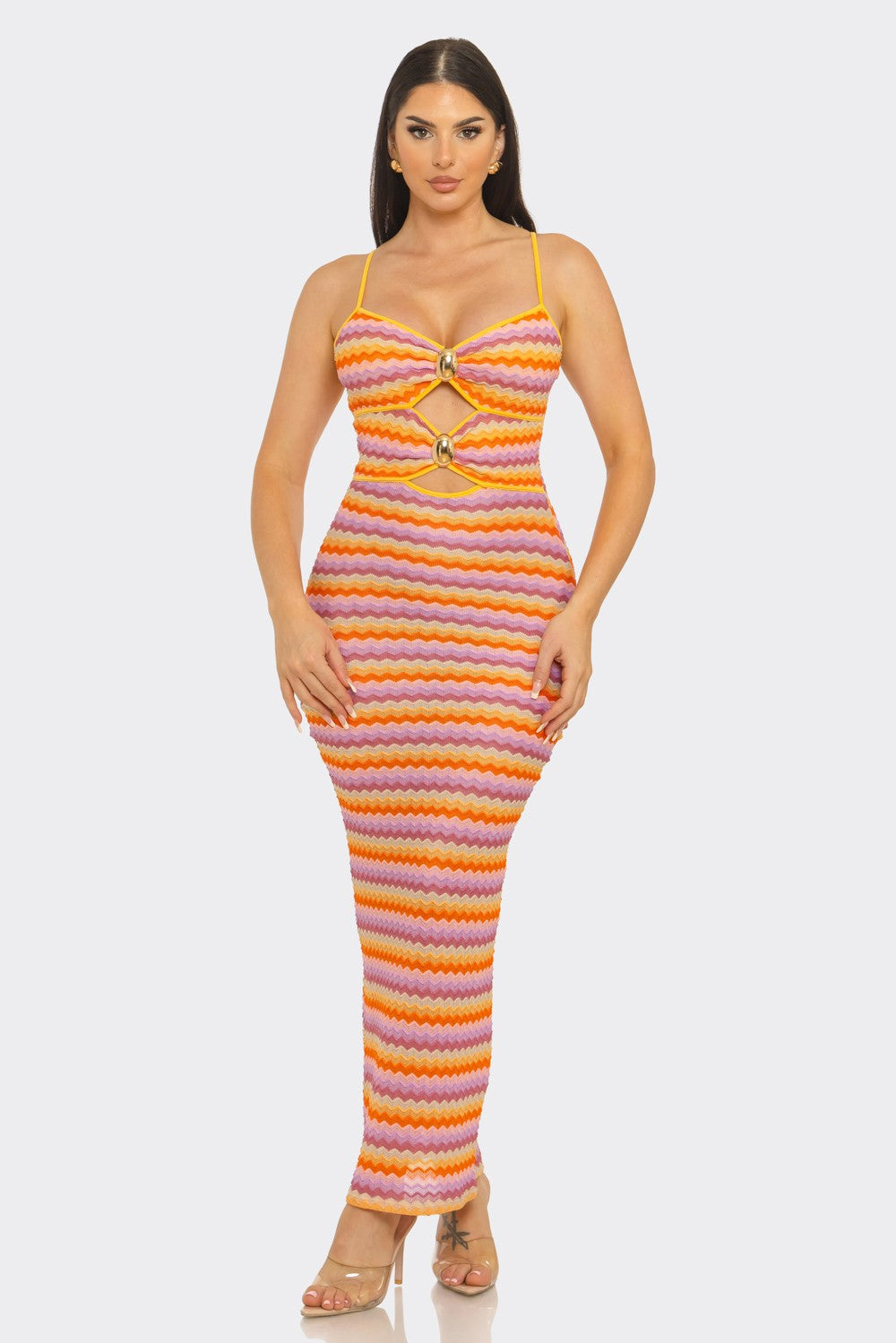 Sunset Riviera Crochet Cutout Maxi Dress