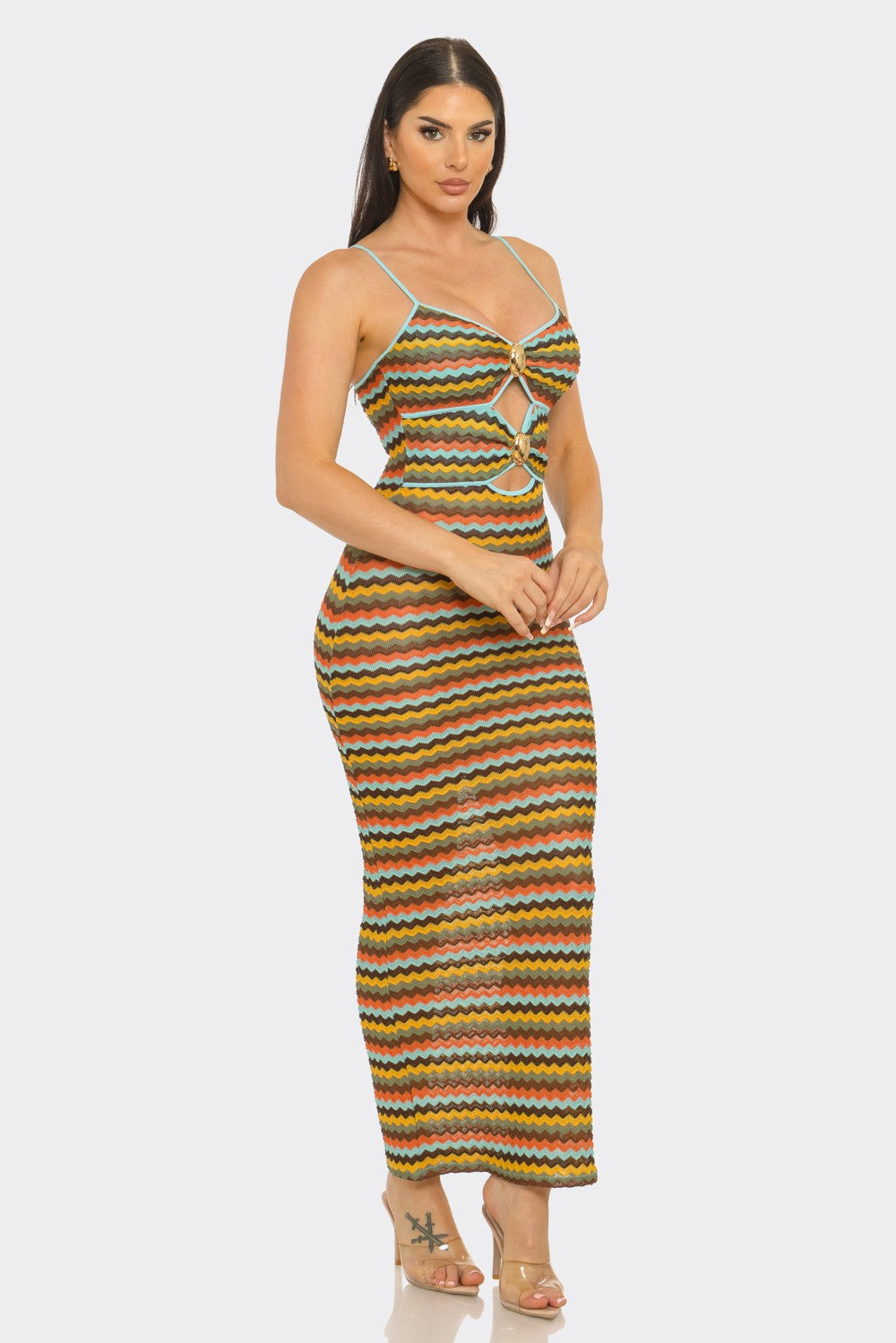 Sunset Riviera Crochet Cutout Maxi Dress