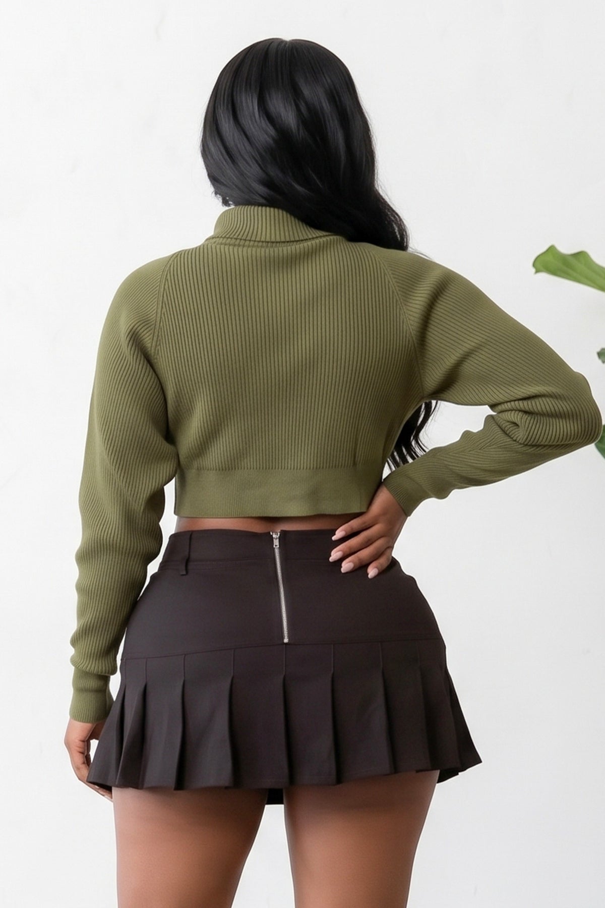 Aveline Asymmetric Wrap Ribbed Turtleneck Sweater