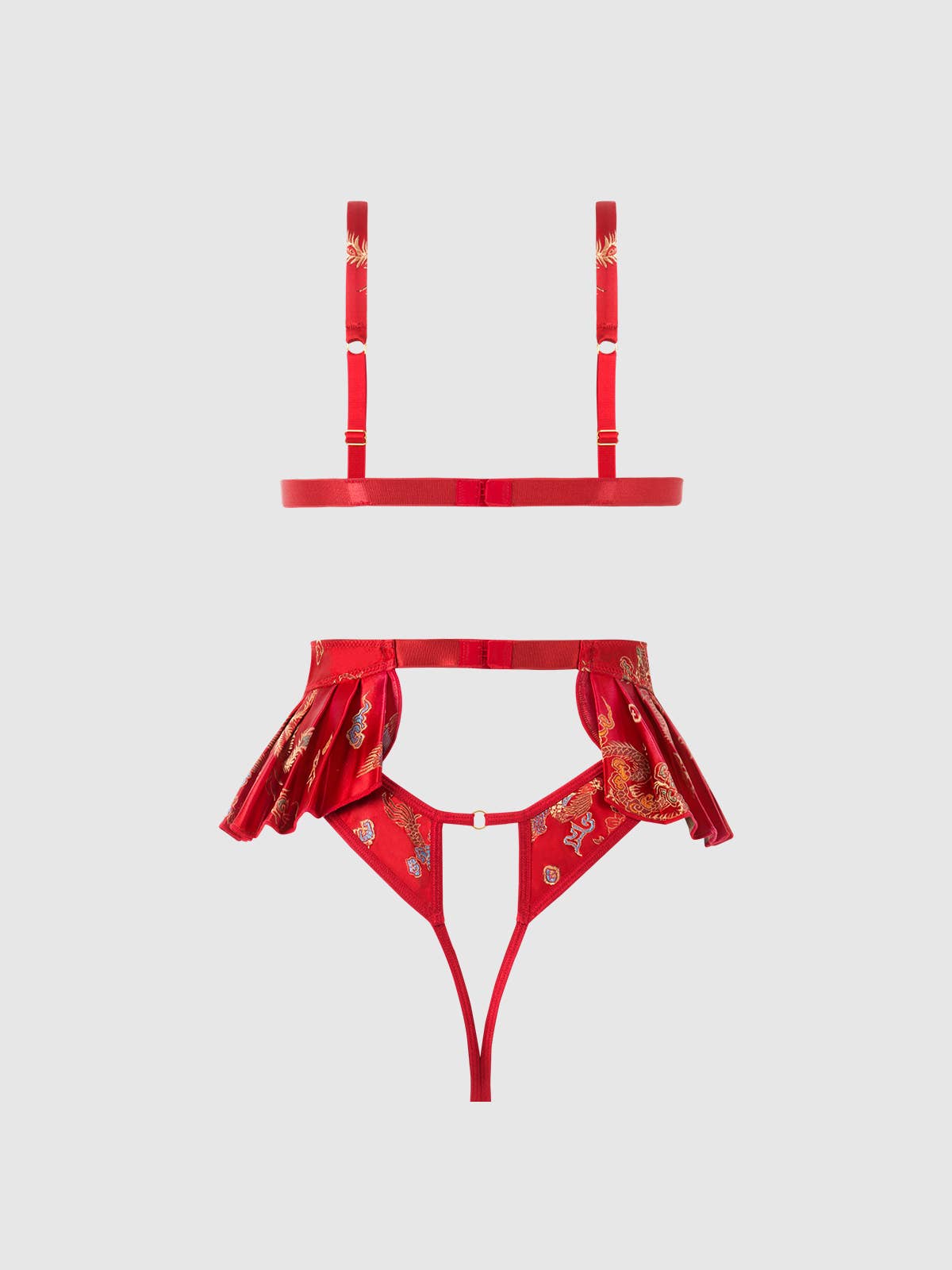 a woman's bikini top and bottom in red