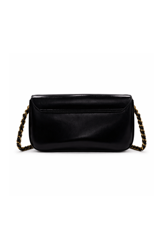 Structured Leather Chain Shoulder Bag