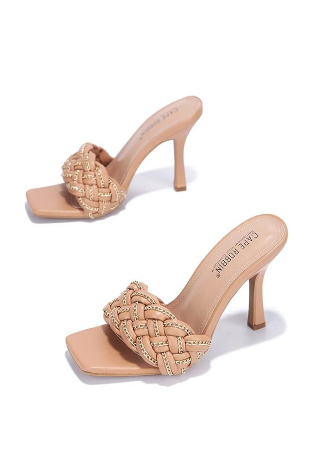 TILIO Square Toe Stiletto Heels Nude
