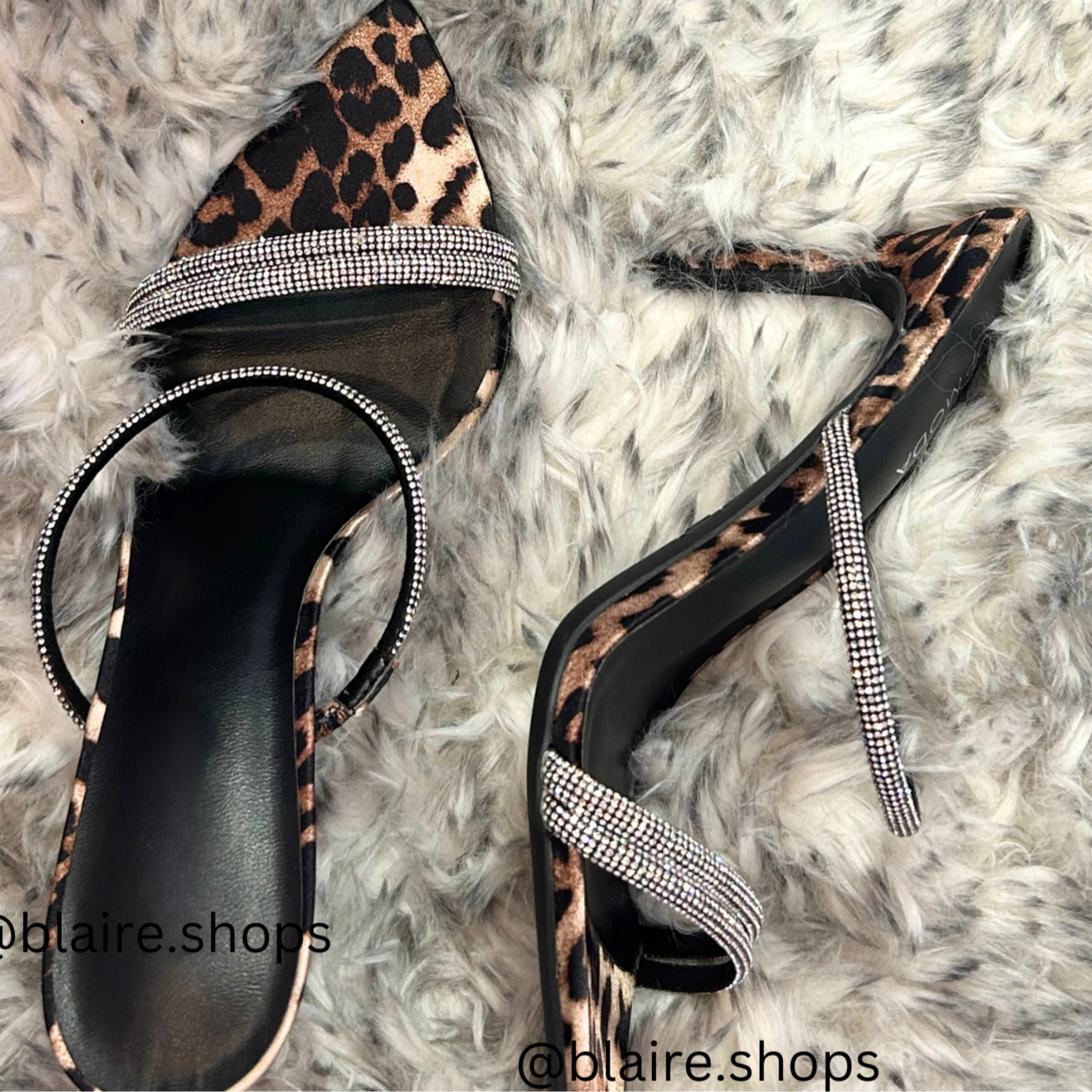 Leopardesse Jeweled pointy toe Stiletto Slides