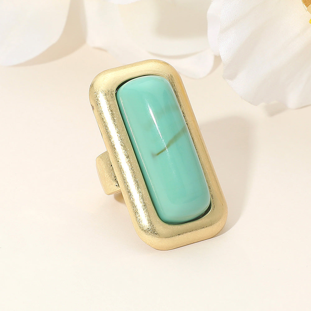 Sierra Mesa Natural Stone Stretch Ring – Western Turquoise Statement Ring