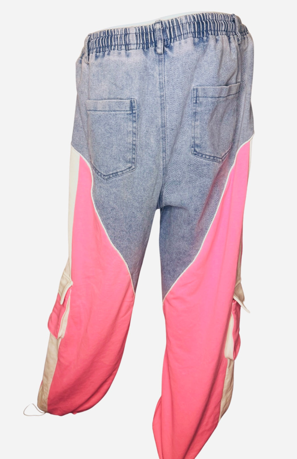 a pair of blue and pink pants with a white background