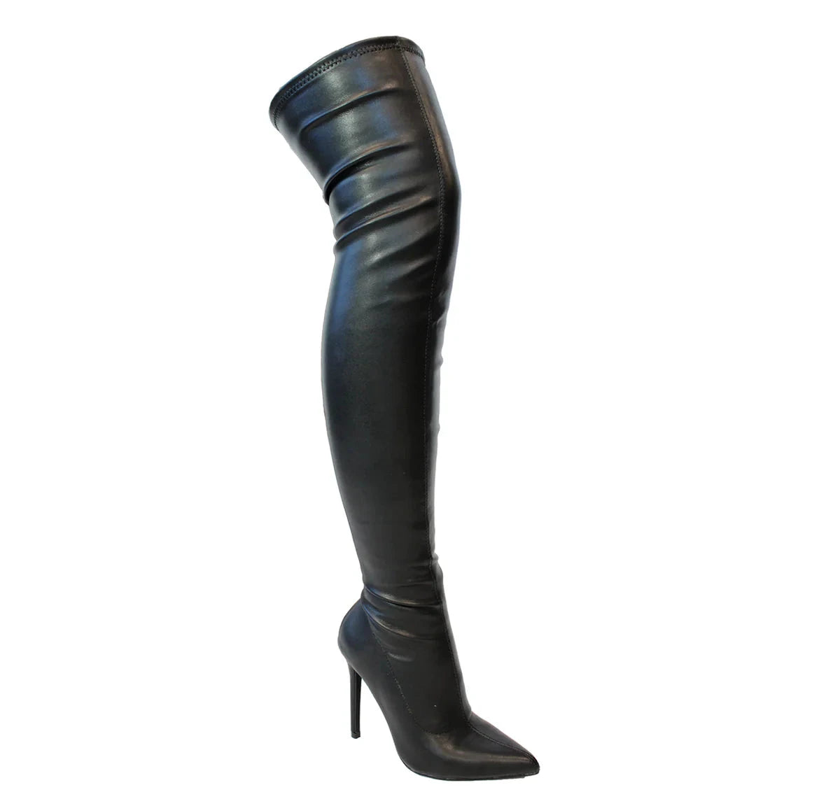 a high heeled black boot with a high heel