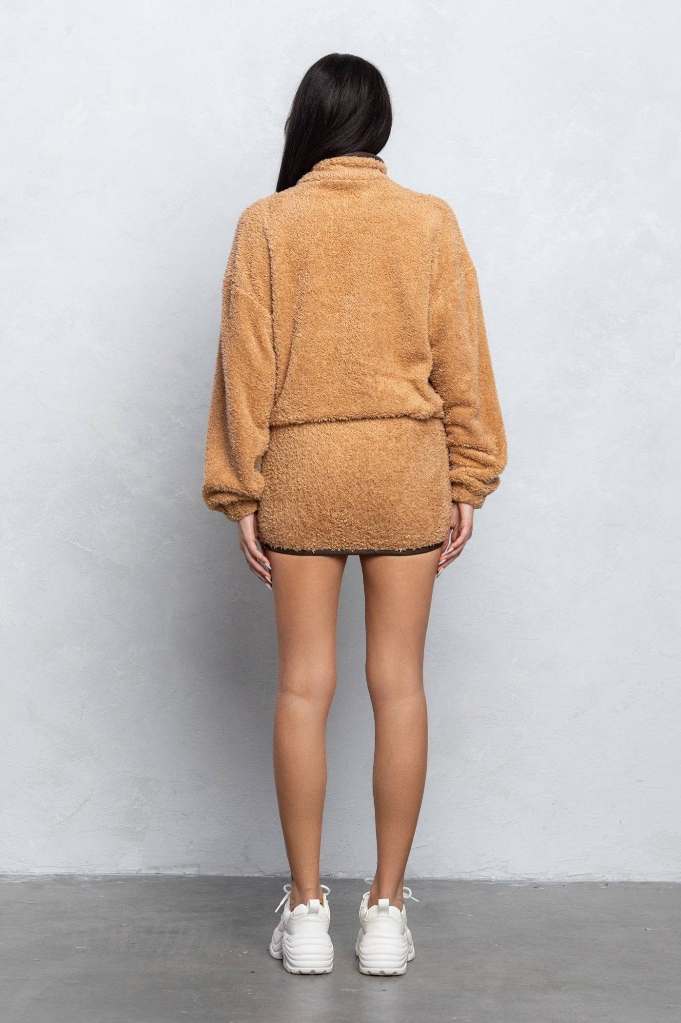 Addison Cozy Half Zip Top & Mini Skirt Set – Fuzzy Lounge Wear for Women - Blaire Shops