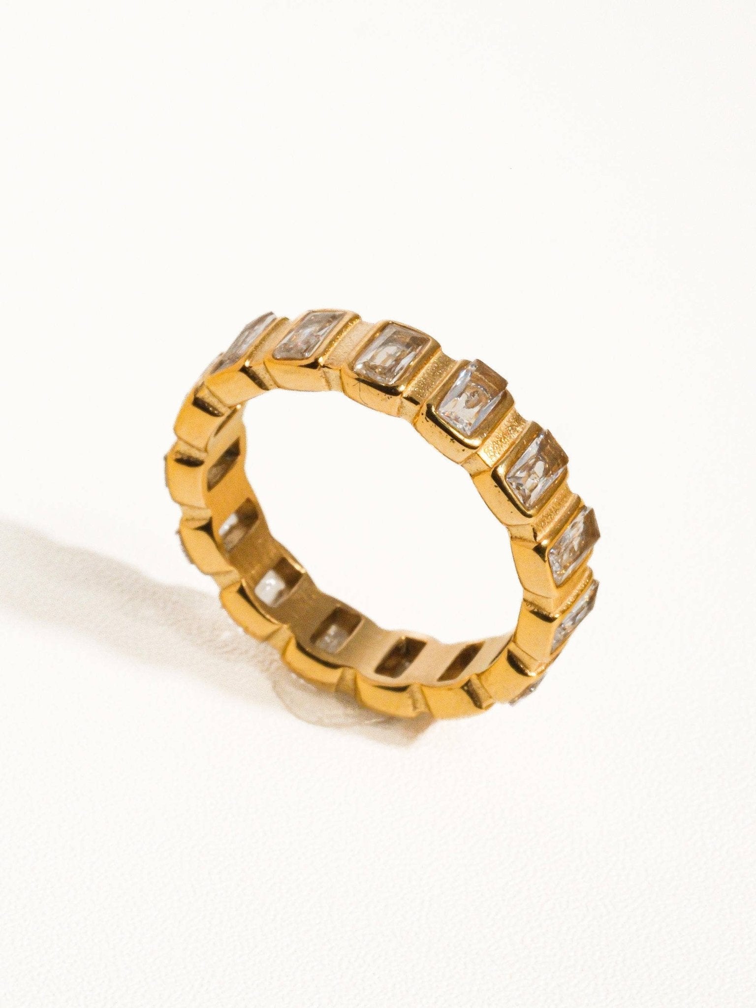 Adhara Sterling Gold Non - Tarnish Gold Rhinestone Ring - Blaire Shops