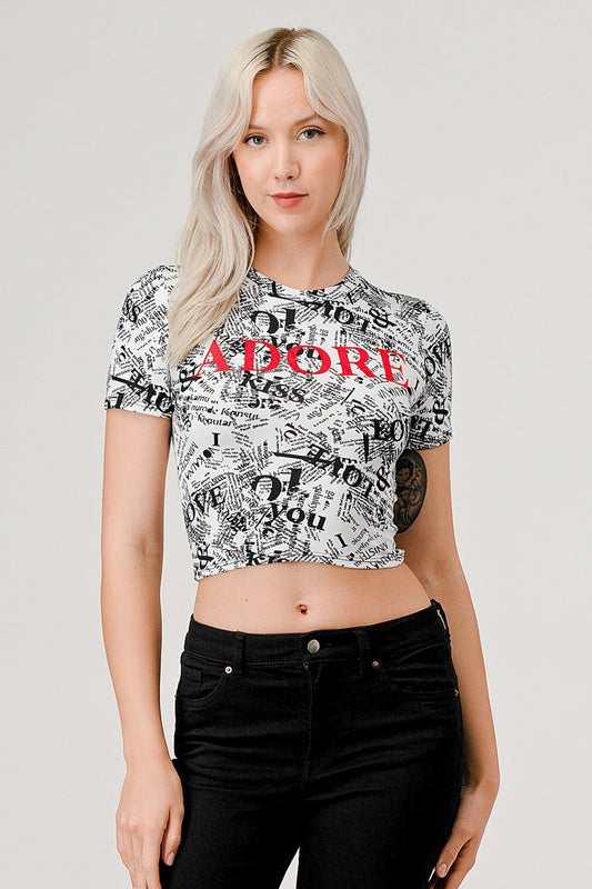 Adore Graphic Crop Top - Blaire Shops
