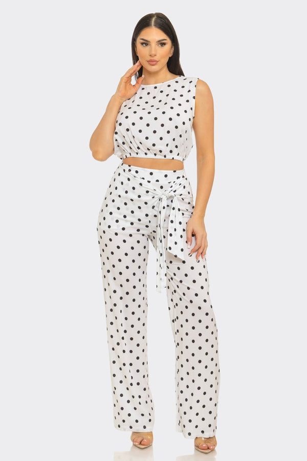 Amalfi Polka Dot Belted Flare Pants Set