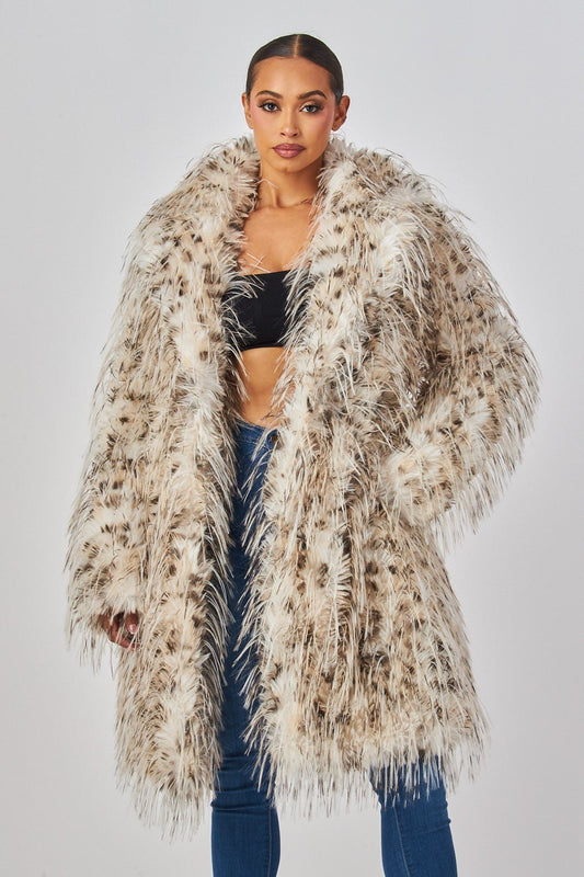 Amara Shaggy Leopard Faux Fur Coat | Trendy Women’s Winter Outerwear | Luxe Animal Print Jacket - Blaire Shops