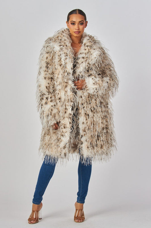 Amara Shaggy Leopard Faux Fur Coat | Trendy Women’s Winter Outerwear | Luxe Animal Print Jacket - Blaire Shops