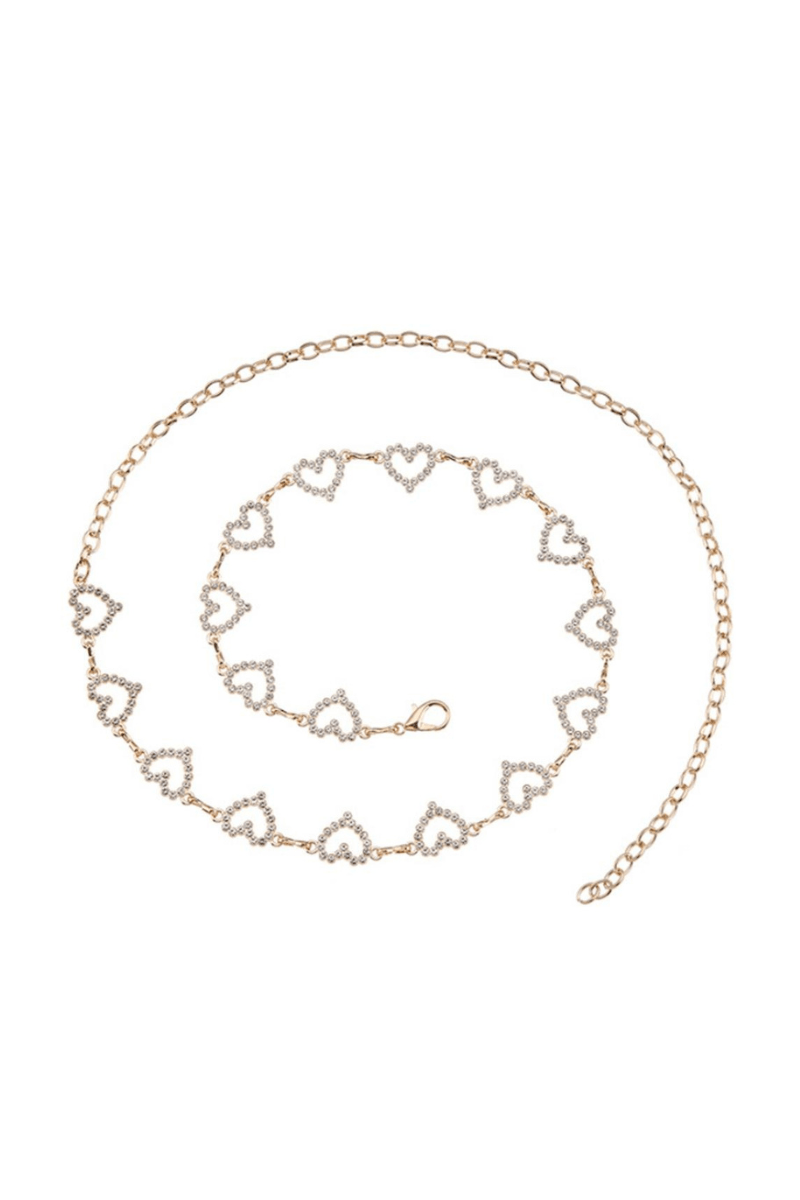 Amelia Rhinestone Heart Chain Belt – Trendy Y2K Inspired - Blaire Shops