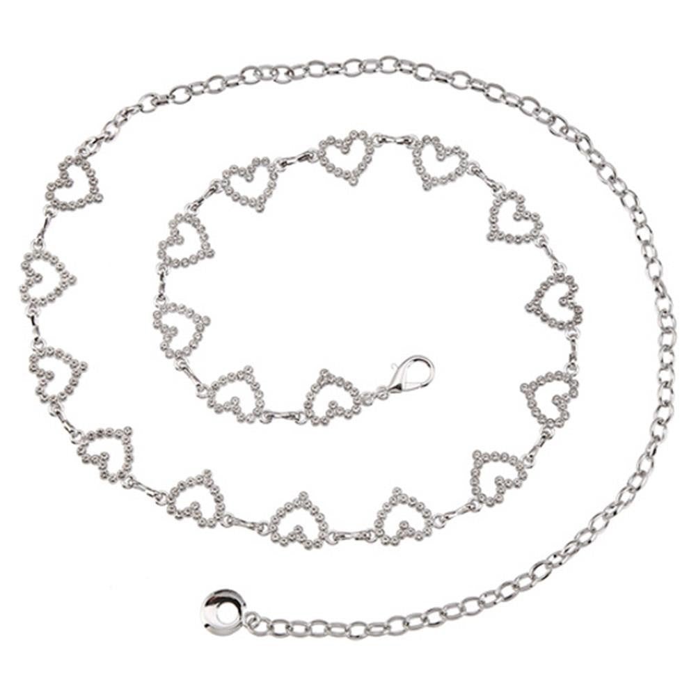 Amelia Rhinestone Heart Chain Belt – Trendy Y2K Inspired - Blaire Shops