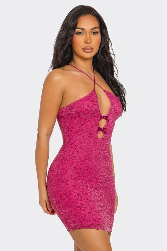 Amore Cutout Bow Strappy Mini Dress | Flirty Chic Clubwear Party Dress - Blaire Shops