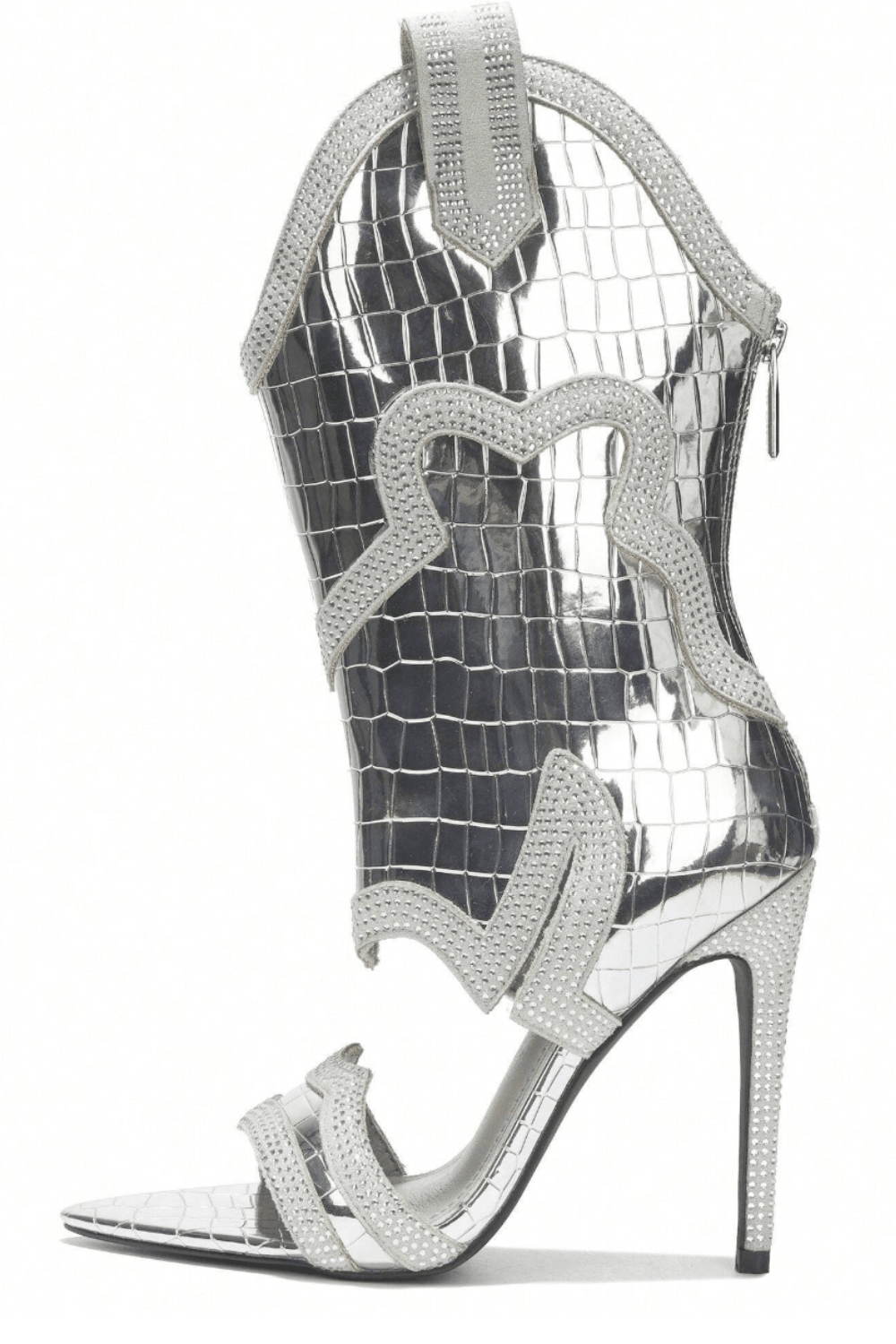 ANAYE - 2 Silver Croc Heels - Silver SHOES for women Vacation Outfits Birthday Dresses Going Out Looks