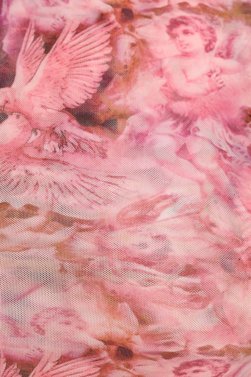 Angelic Plus Size Print Mesh Mock Neck Bodycon Dress – Long Sleeve & Lined - Blaire Shops